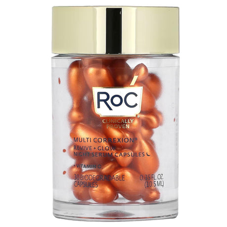 RoC, Multi Correxion, Night Serum Capsules, Fragrance Free, 30 Biodegradable Capsules, 0.35 fl oz (10.5 ml) - Supply Center USA