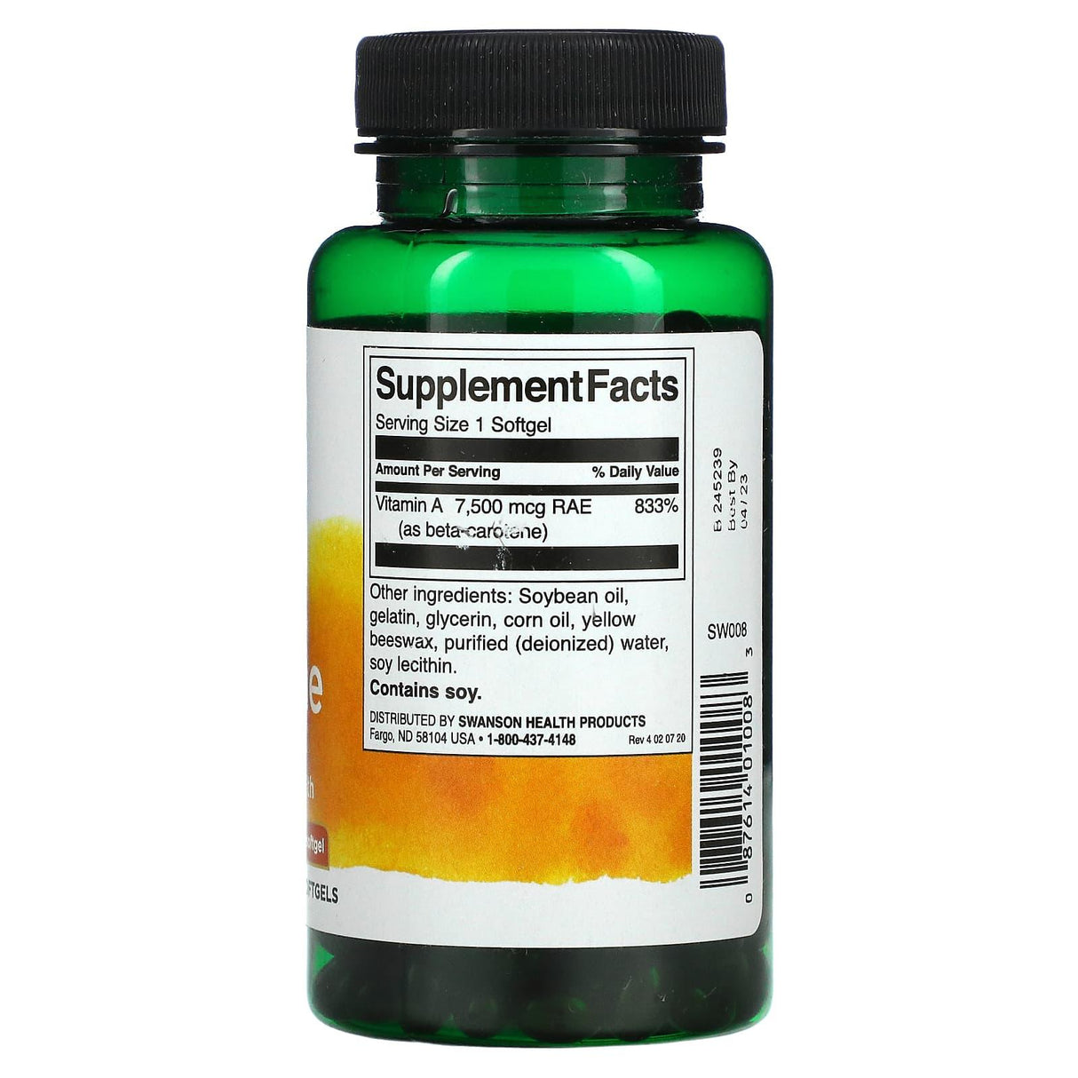 Swanson, Beta Carotene, 10,000 IU (3,000 mcg RAE), 250 Softgels - Supply Center USA