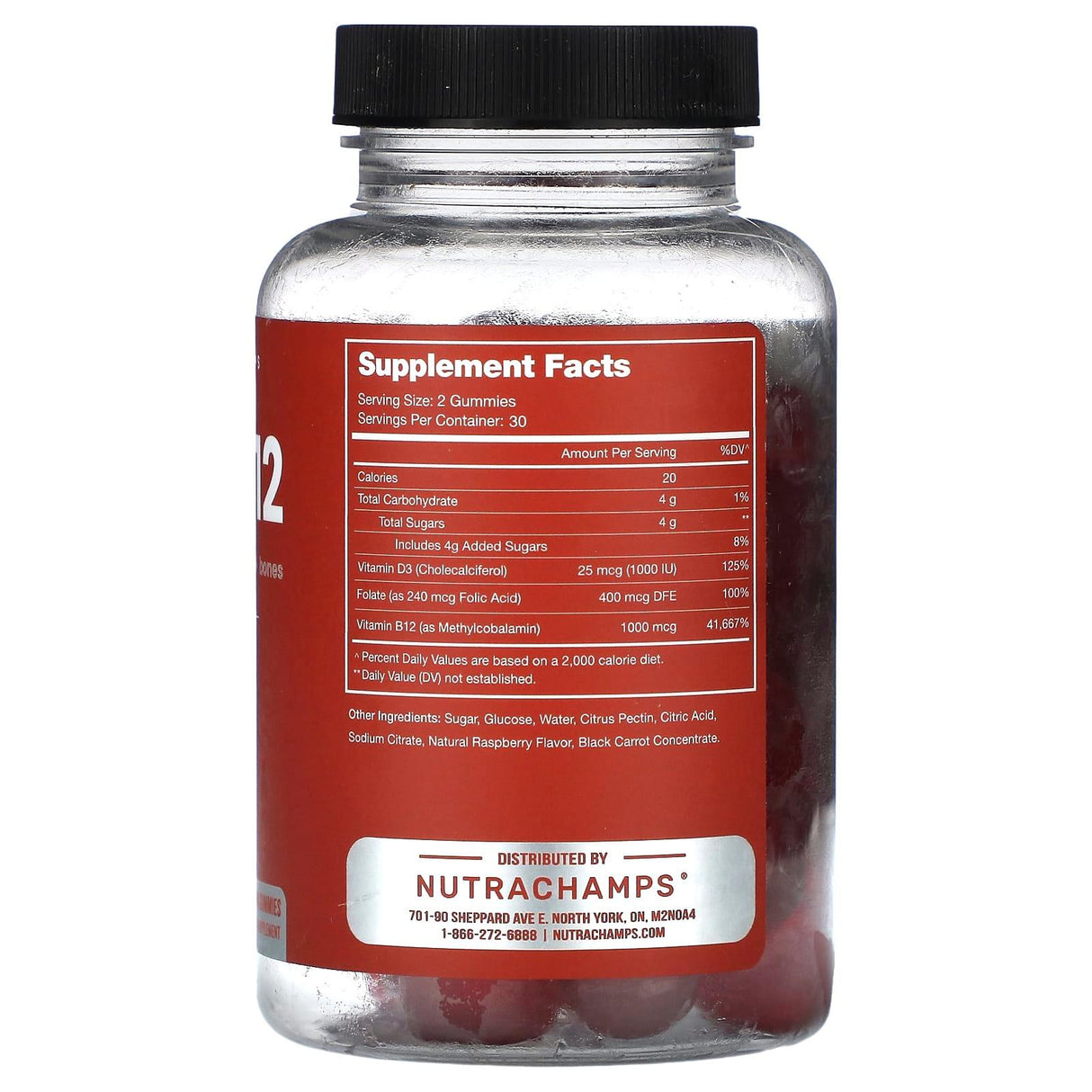 NutraChamps, D3 + B12, Raspberry, 60 Vitamin Gummies - Supply Center USA