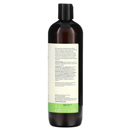 Sukin, Botanical Body Wash, Lime & Coconut, 16.91 fl oz (500 ml) - Supply Center USA