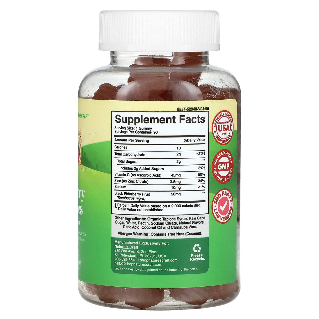 Nature's Craft, Kids Elderberry Gummies, Raspberry , 90 Gummies - Supply Center USA