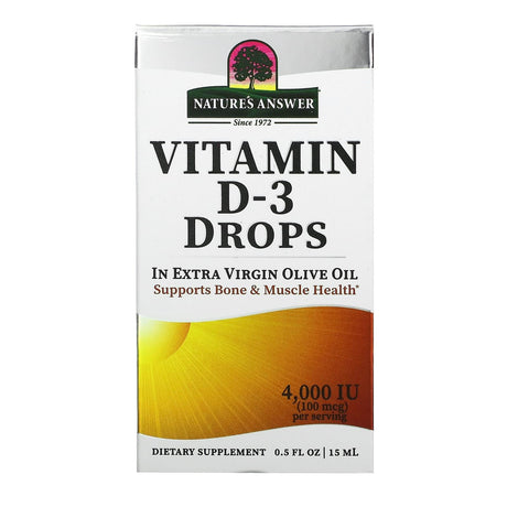 Nature's Answer, Vitamin D-3 Drops, 100 mcg (4,000 IU), 0.5 fl oz (15 ml) - Supply Center USA