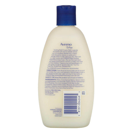 Aveeno, Baby, Soothing Relief Creamy Wash, Fragrance Free, 8 fl oz (236 ml) - Supply Center USA