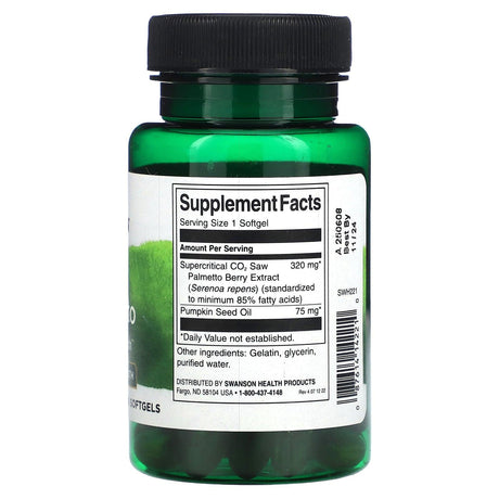 Swanson, Saw Palmetto, Maximum Strength, 60 Softgels - Supply Center USA