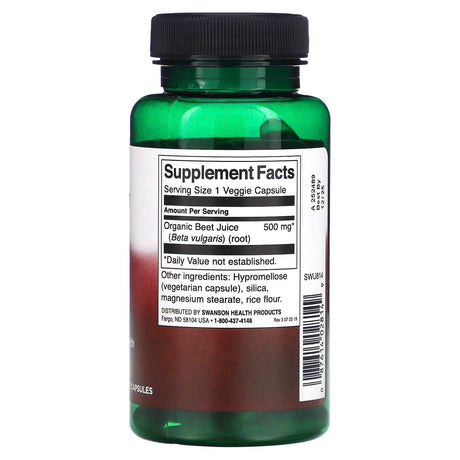 Swanson, Beet Juice, 500 mg, 60 Veggie Capsules - Supply Center USA