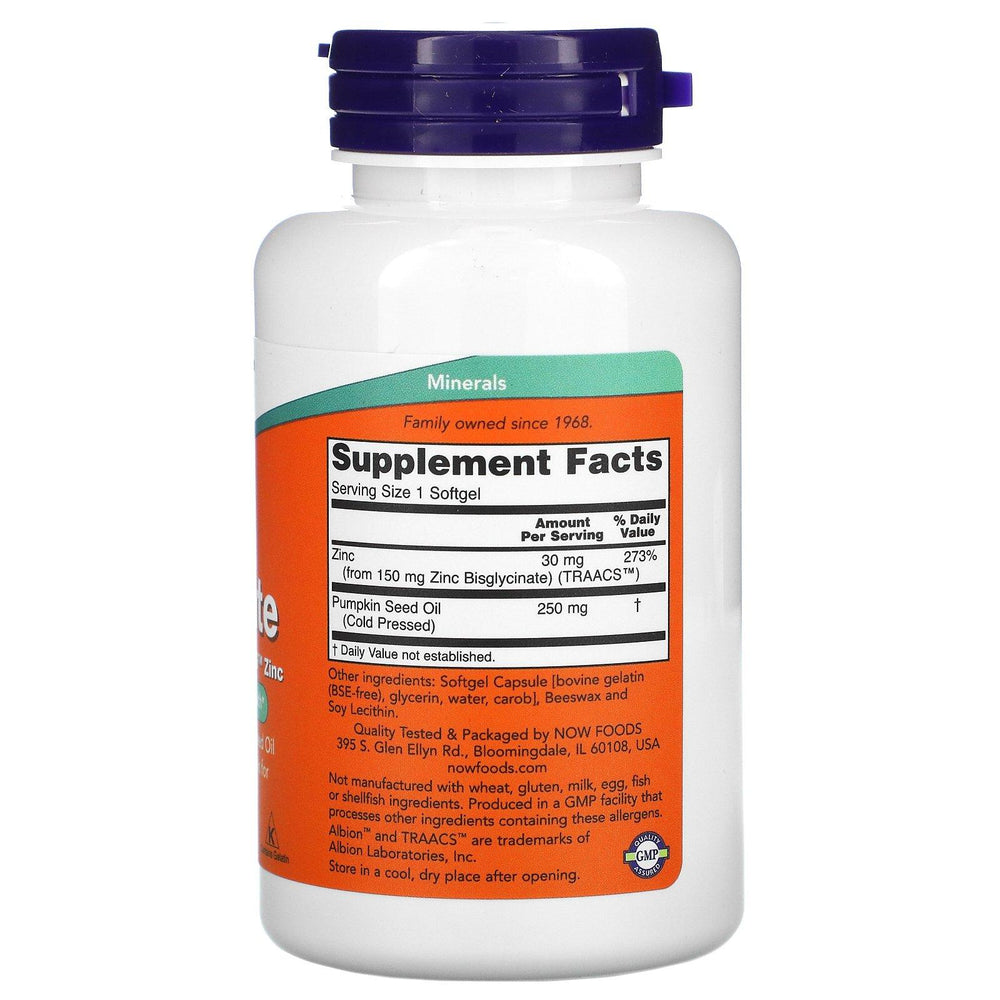 Now Foods, Zinc Glycinate, 120 Softgels - HealthCentralUSA