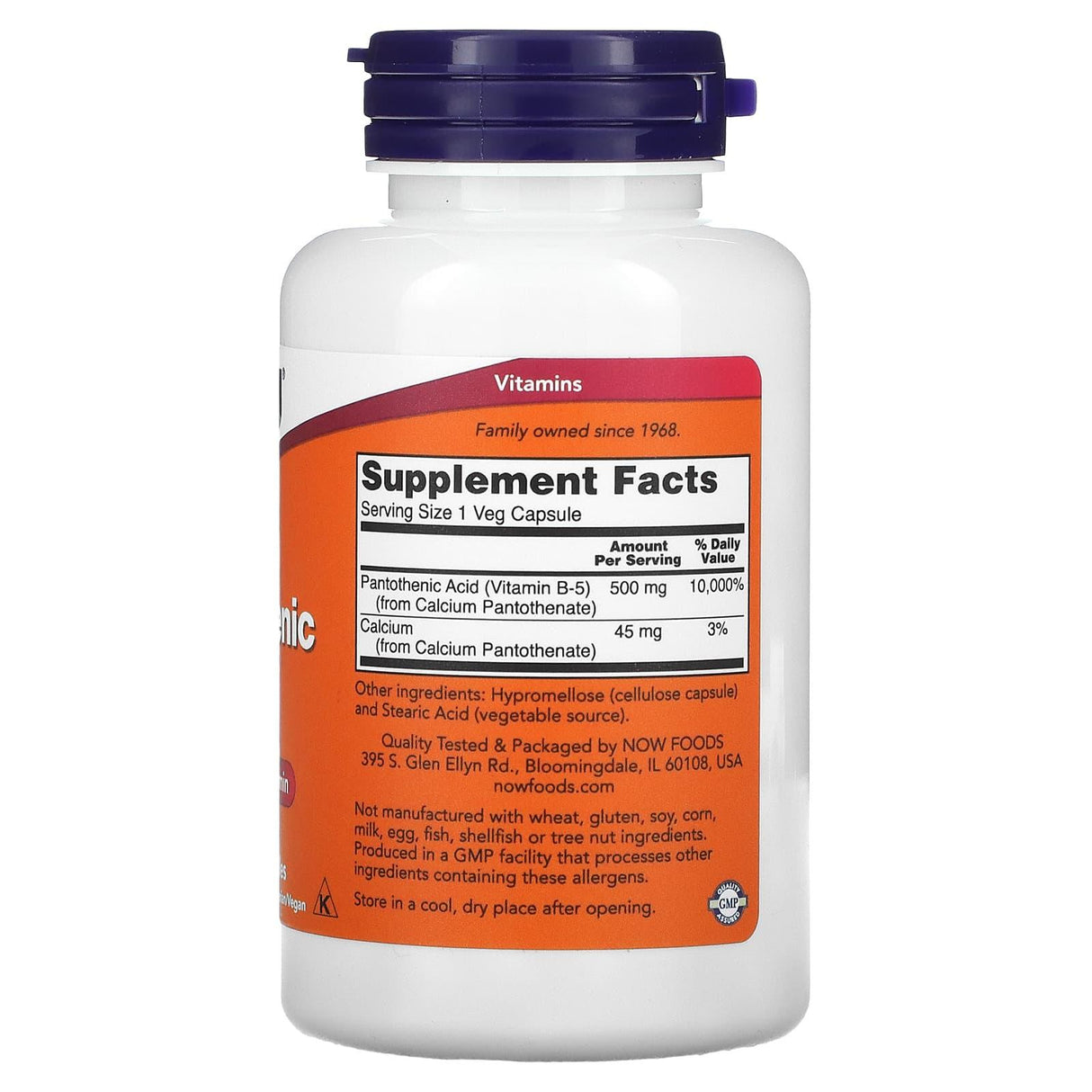 NOW Foods, Pantothenic Acid, 500 mg, 100 Veg Capsules - Supply Center USA