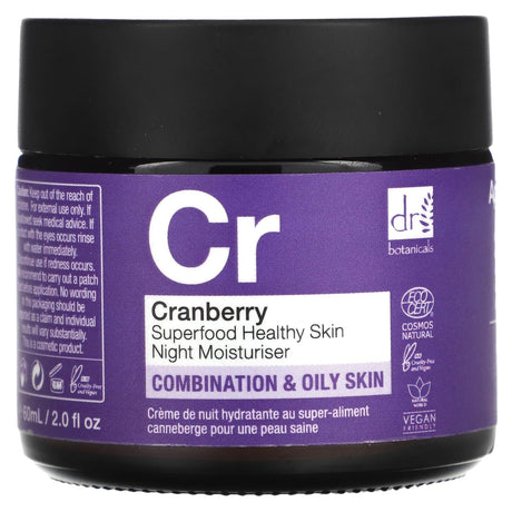 Dr. Botanicals, Cranberry Superfood Healthy Skin Night Moisturizer, 2.0 fl oz (60 ml) - Supply Center USA