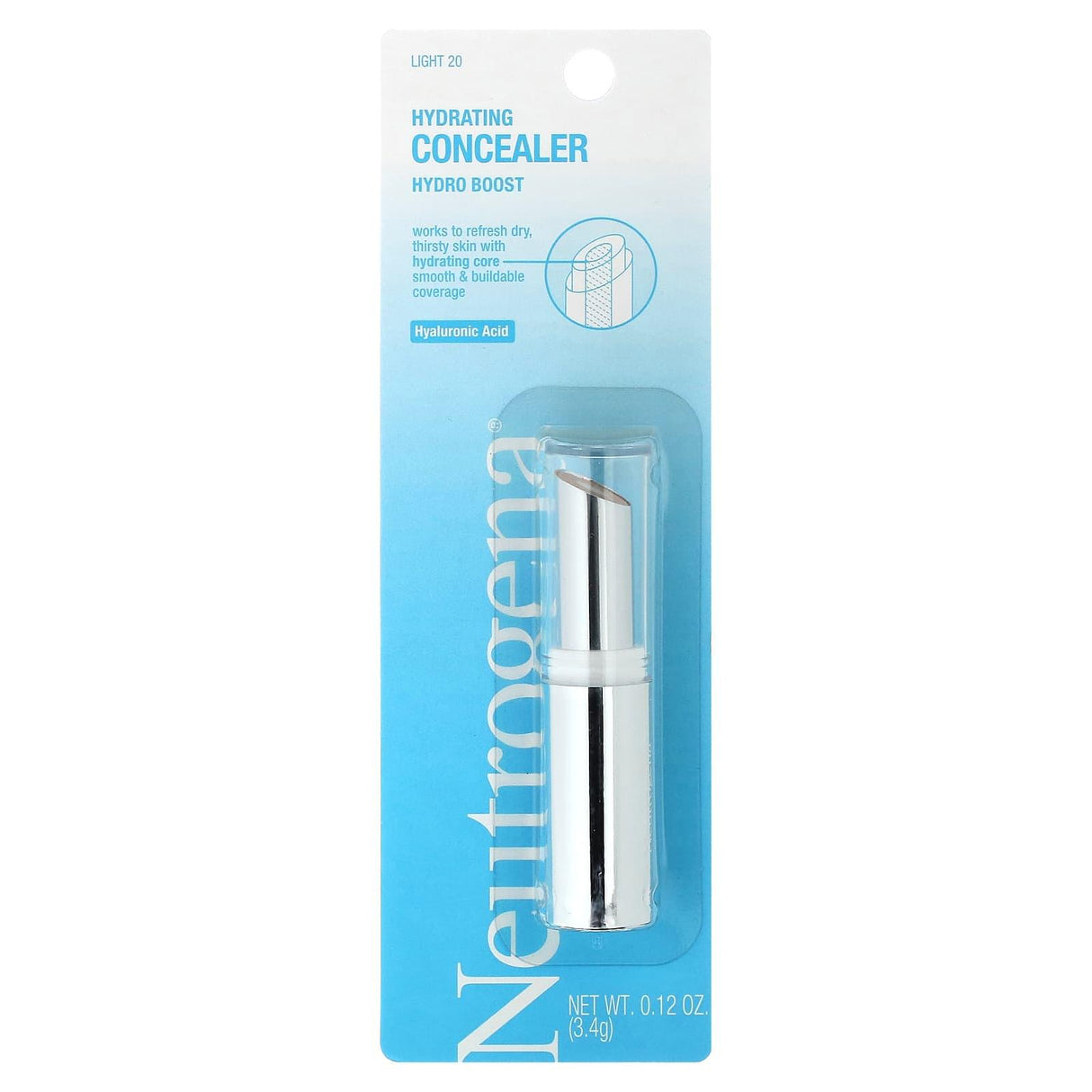 Neutrogena, Hydro Boost Hydrating Concealer, Light 20, 0.12 oz (3.4 g) - Supply Center USA