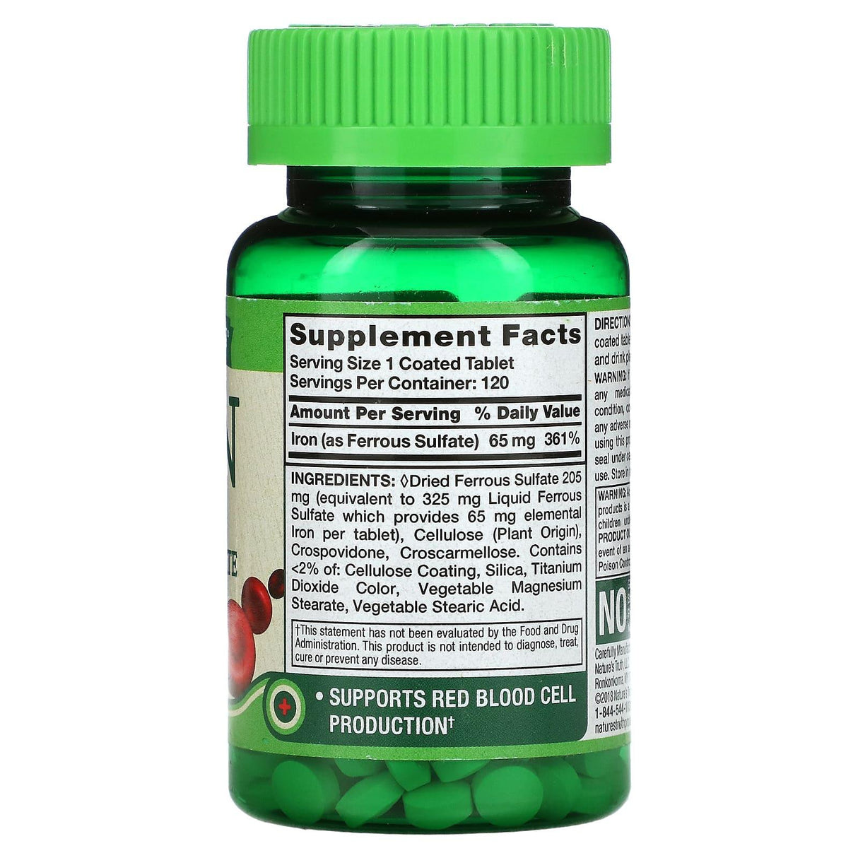 Nature's Truth, Iron, 65 mg, 120 Coated Tablets - Supply Center USA