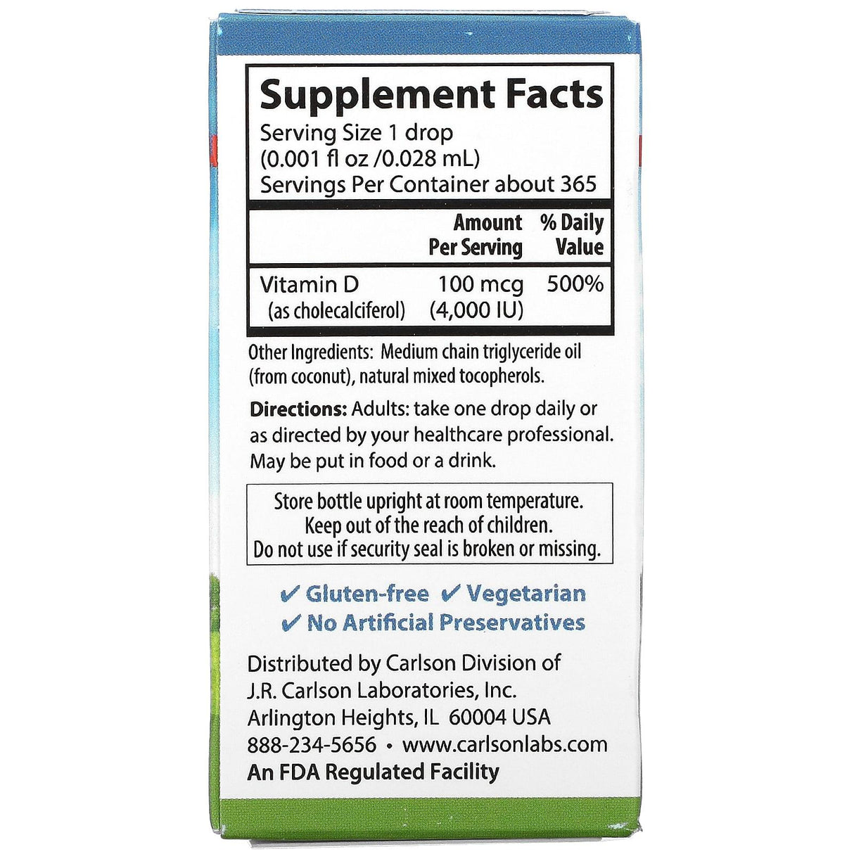 Carlson, Super Daily D3, 50 mcg (2,000 IU), 0.35 fl oz (10.3 ml) - Supply Center USA