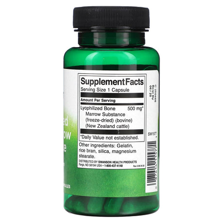 Swanson, Lyophilized Bone Marrow Substance, 500 mg, 60 Capsules - Supply Center USA