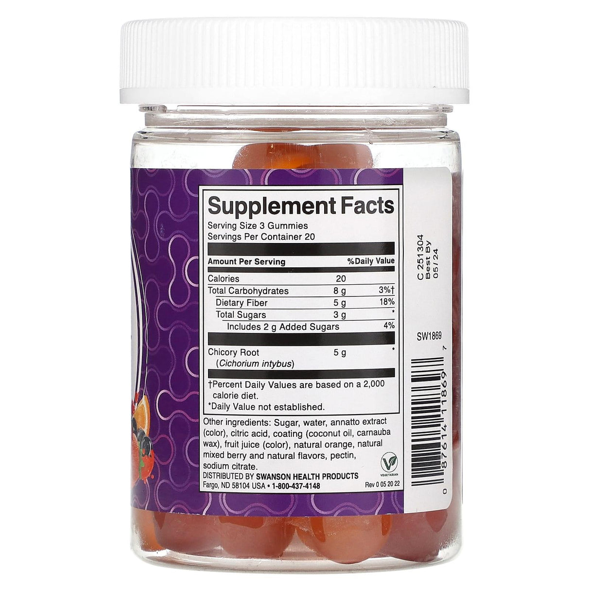 Swanson, Fiber, Orange & Mixed Berry, 60 Gummies - Supply Center USA