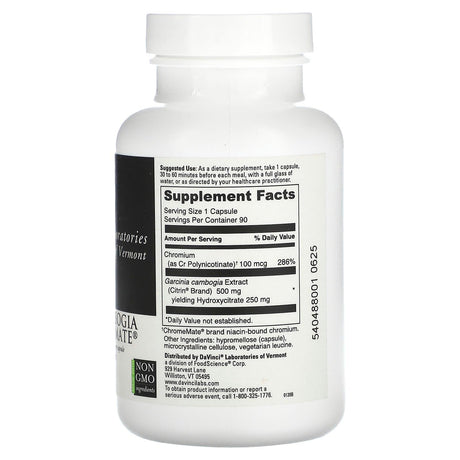 DaVinci Laboratories of Vermont, Garcinia Cambogia With Chromeamte, 9 Capsules - Supply Center USA