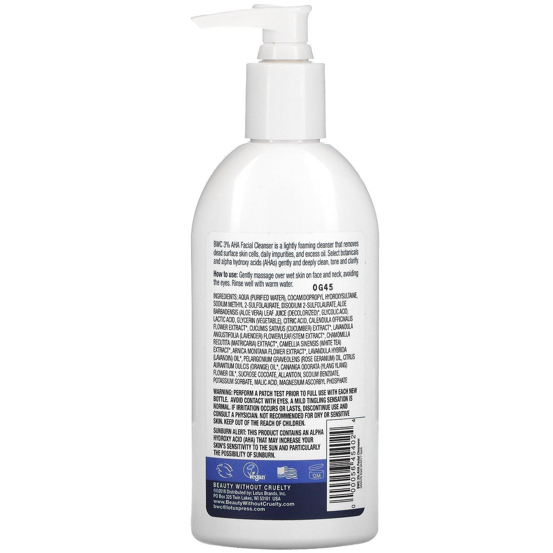 Beauty Without Cruelty, Facial Cleanser, 3% AHA Complex, 8.5 fl oz (250 ml) - HealthCentralUSA