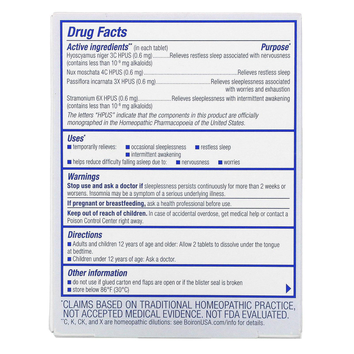 Boiron, Sleep Calm Meltaway Tablets, Unflavored , 60 Meltaway Tablets - Supply Center USA