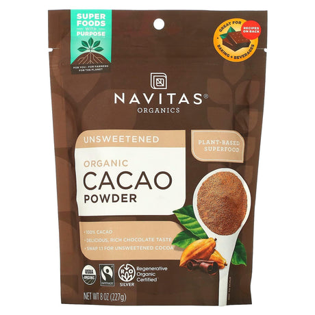 Navitas Organics, Organic Cacao Powder, Unsweetened, 8 oz (227 g) - Supply Center USA