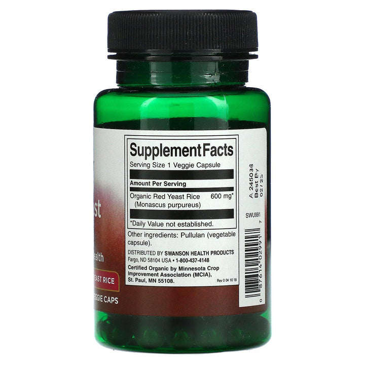 Swanson, Red Yeast Rice, 60 Veggie Caps - HealthCentralUSA