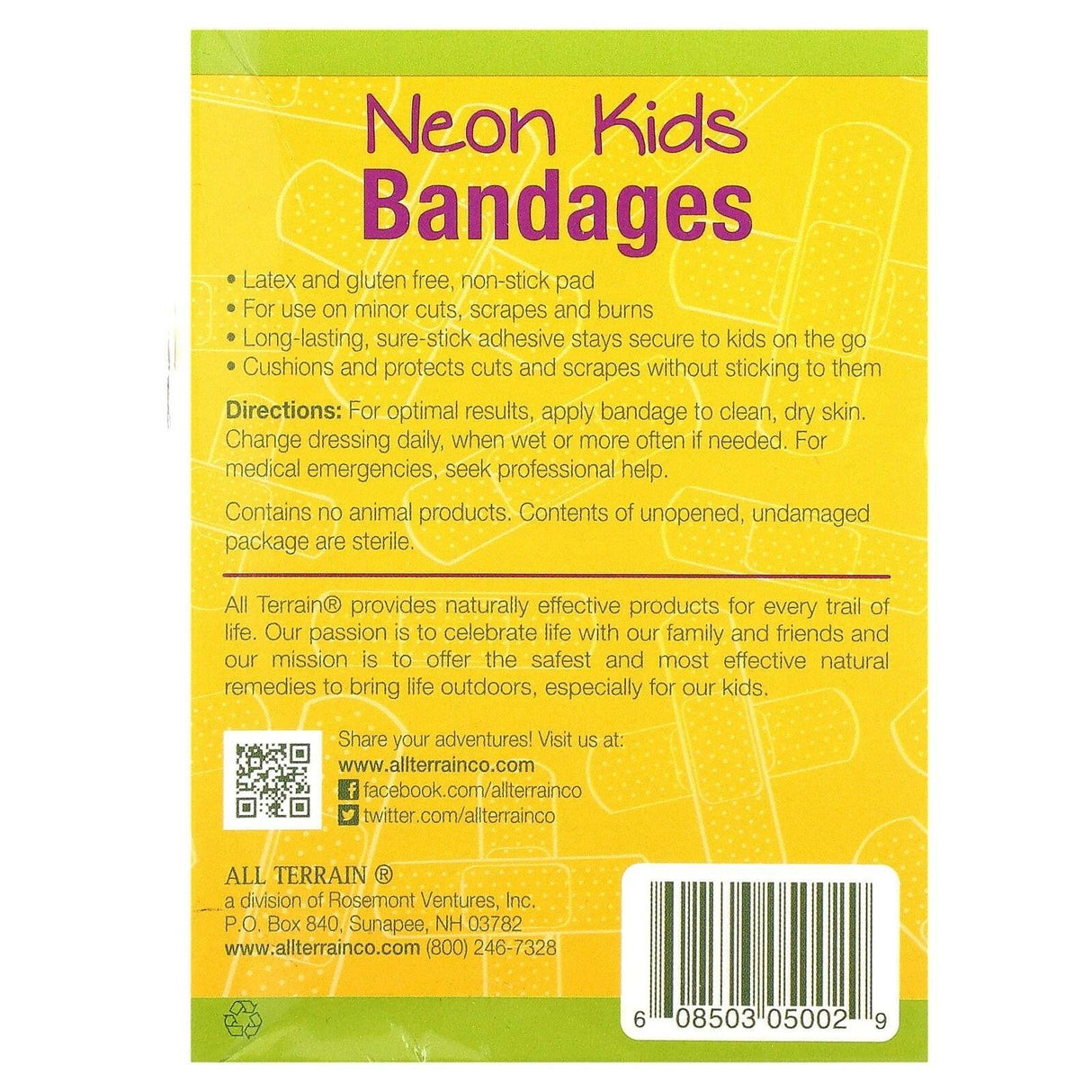 All Terrain, Neon Kids Bandages, Assorted Sizes, 20 Sterile Plastic Bandages - Supply Center USA