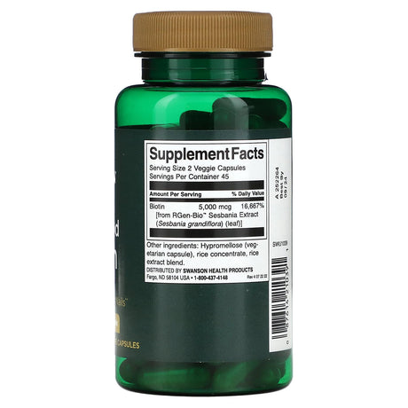 Swanson, Real Food Biotin, 2,500 mcg, 90 Veggie Capsules - Supply Center USA