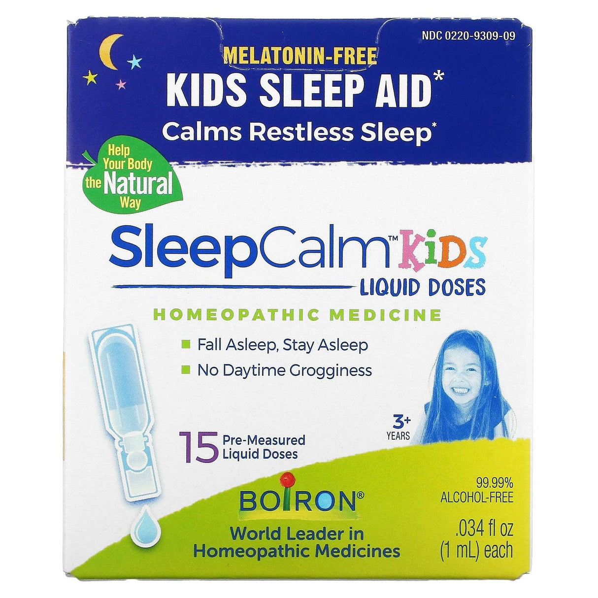 Boiron, Kids, SleepCalm Liquid Doses, 3+ Years, Melatonin-Free, 15 Pre-Measured Liquid Doses, 0.034 fl oz (1 ml) Each - Supply Center USA