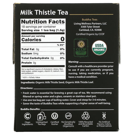 Buddha Teas, Organic Herbal Tea, Dandelion Root, 18 Tea Bags, 0.83 oz (24 g) - Supply Center USA