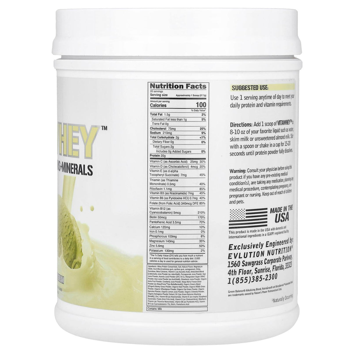 EVLution Nutrition, VitaWhey™, Vanilla Ice Cream, 19.5 oz (554 g) - Supply Center USA