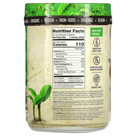 Jamieson Natural Sources, IronVegan, Sprouted Protein, Unflavored, 26.4 oz (750 g) - Supply Center USA