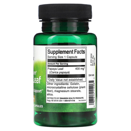 Swanson, Full Spectrum Papaya Leaf, 400 mg, 60 Capsules - Supply Center USA