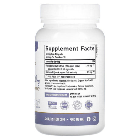 SMNutrition, Vitex, 600 mg, 90 Capsules - Supply Center USA