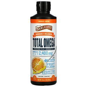 Barlean's, Total Omega 3 · 6 · 9, Orange Creme, 2,400 mg, 16 oz (454 g) - Supply Center USA