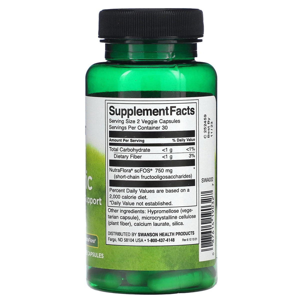 Swanson, Prebiotic For Friendly Flora Support, 375 mg, 60 Veggie Capsules - Supply Center USA