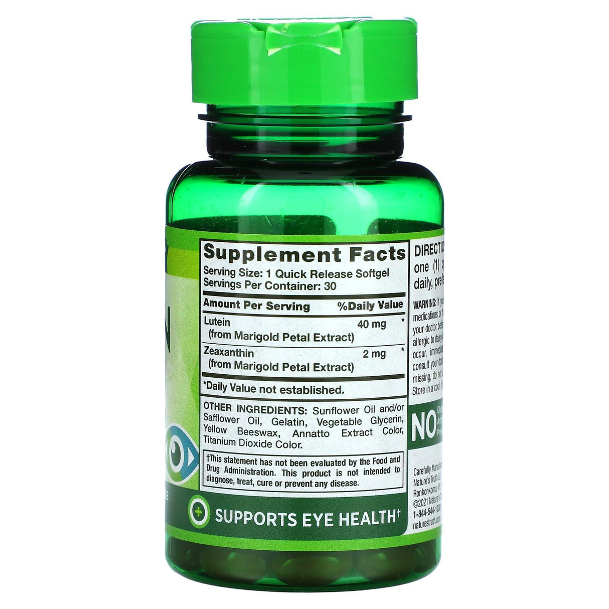 Nature's Truth, Lutein, Plus Zeaxanthin, 40 mg, 30 Quick Release Softgels - Supply Center USA