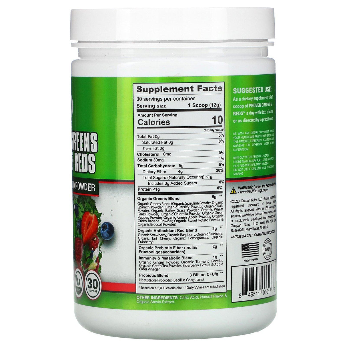 Gaspari Nutrition, Proven Greens & Reds, High Nutrient Superfood Powder, Naturally Flavored, 12.69 oz (360 g) - Supply Center USA