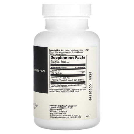 DaVinci Laboratories of Vermont, Tonalin - CLA, 90 Softgels - Supply Center USA