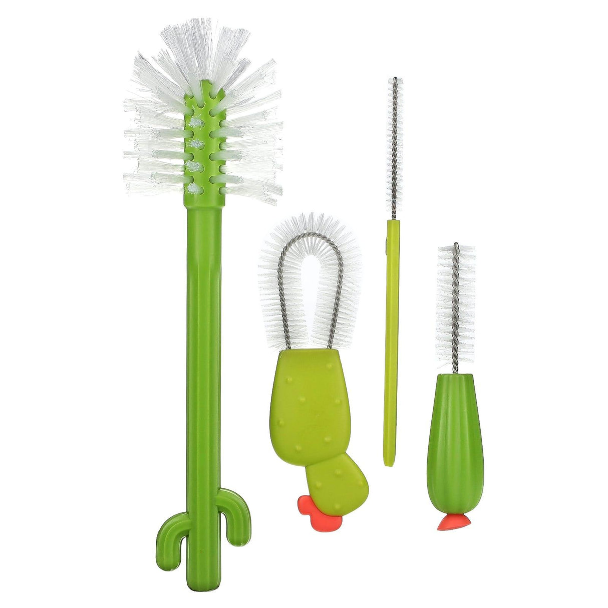 Boon, Cacti, Bottle Cleaning Brush Set, 4 Brushes & 1 Vase - Supply Center USA