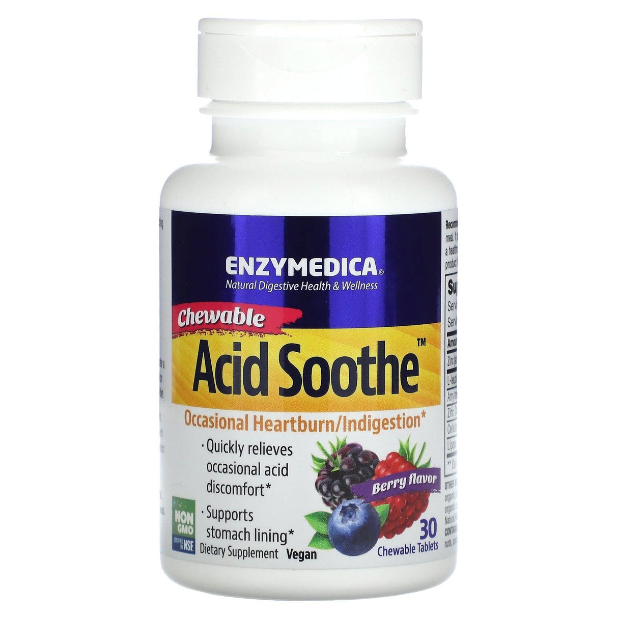 Enzymedica, Chewable Acid Soothe, Berry, 30 Chewable Tablets - Supply Center USA