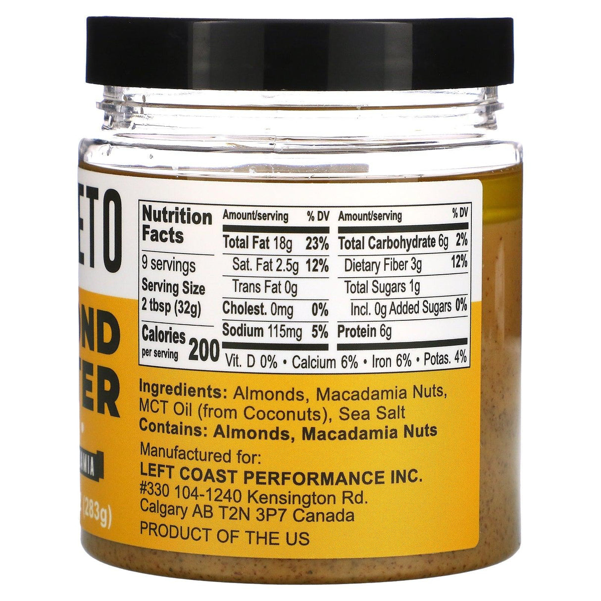 Left Coast Performance, Keto, Almond Butter with MCT + Macadamia, 10 oz (283 g) - Supply Center USA