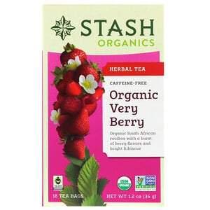 Stash Tea, Herbal Tea, Organic Very Berry, Caffeine Free, 18 Tea Bags, 1.2 oz (36 g) - HealthCentralUSA