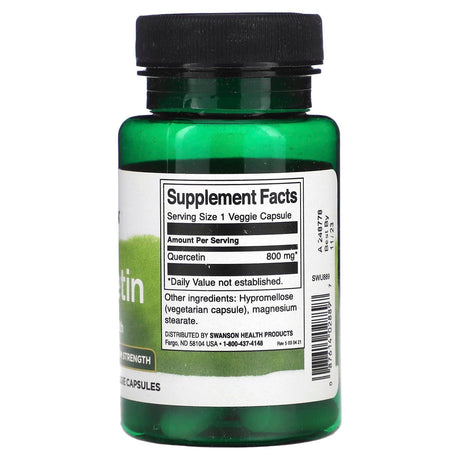 Swanson, Quercetin, Maximum Strength, 800 mg, 30 Veggie Capsules - Supply Center USA