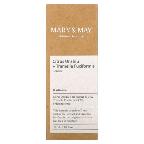 Mary & May, Citrus Unshiu + Tremella Fuciformis Serum, 1.01 fl oz (30 ml) - Supply Center USA