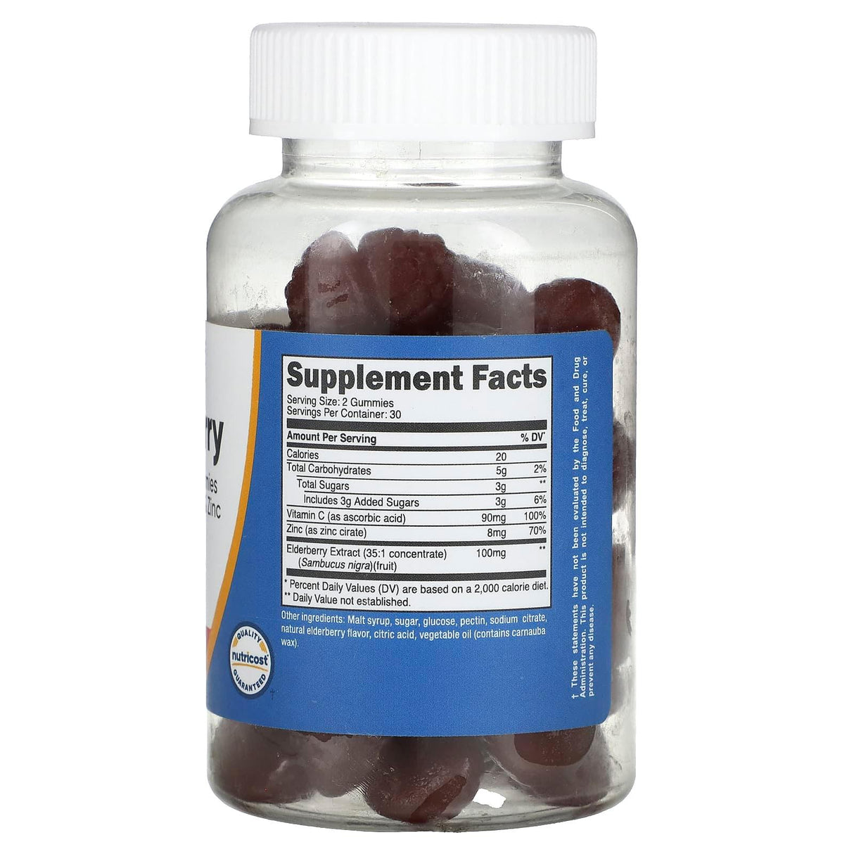 Nutricost, Elderberry Gummies with Vitamin C & Zinc, Elderberry, 50 mg, 60 Gummies\