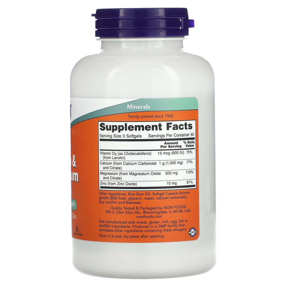 NOW Foods, Calcium & Magnesium with Vitamin D3 and Zinc, 120 Softgels - Supply Center USA