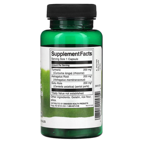 Swanson, Full Spectrum Turmeric, Astragalus & Gotu Kola Complex, 60 Capsules - Supply Center USA