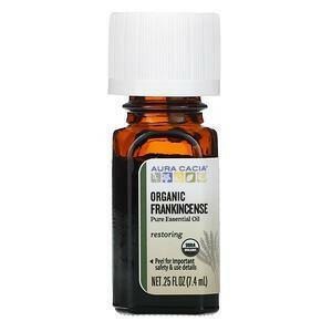 Aura Cacia, Pure Essential Oil, Organic Frankincense, .25 fl oz (7.4 ml) - Supply Center USA