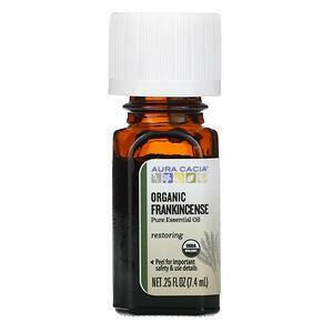 Aura Cacia, Pure Essential Oil, Organic Frankincense, .25 fl oz (7.4 ml) - HealthCentralUSA