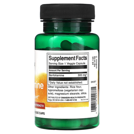 Swanson, Benfotiamine, Maximum Strength, 300 mg, 60 Veggie Caps - Supply Center USA