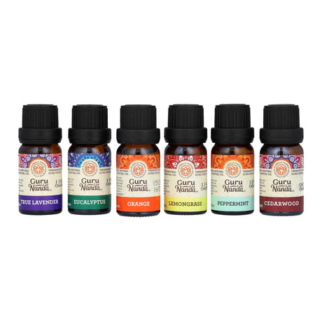 GuruNanda, Top 6 Singles 100% Pure Essential Oils , 6 Pack, .33 fl oz (10 ml) Each - Supply Center USA