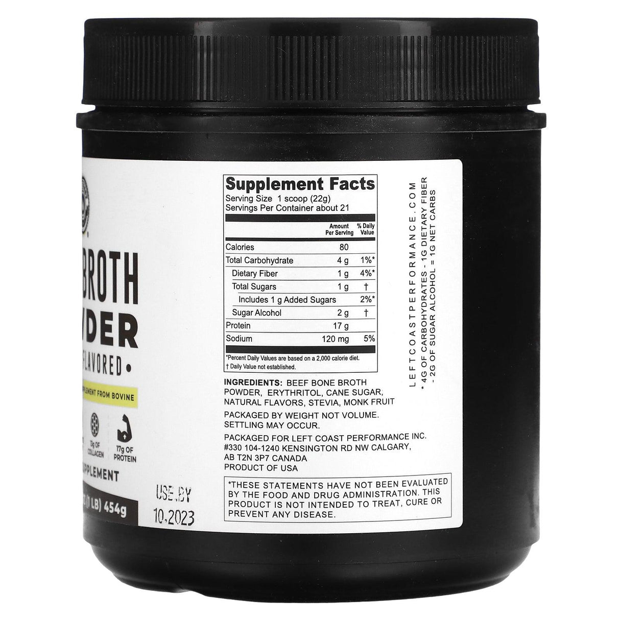 Left Coast Performance, Bone Broth Powder, Vanilla, 1 lb (454 g) - Supply Center USA