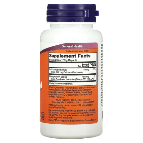 NOW Foods, Phosphatidyl Serine, Soy-Free, 150 mg, 60 Veg Capsules - Supply Center USA